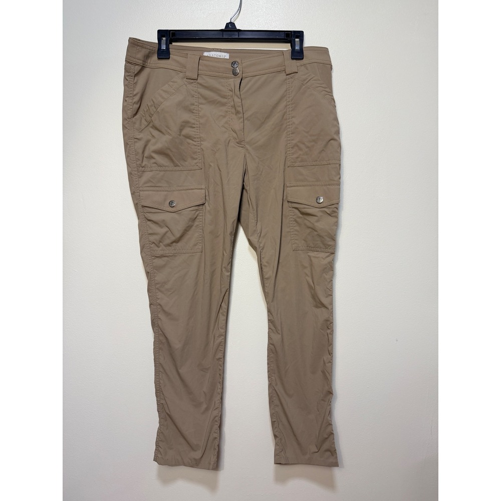 Anatomie Kaite Travel Cargo Pants Size L Tapered Khaki Tan Utility Pockets